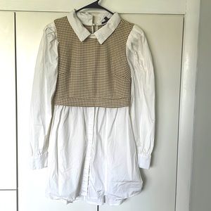 stone dogtooth sweater insert shirt dress